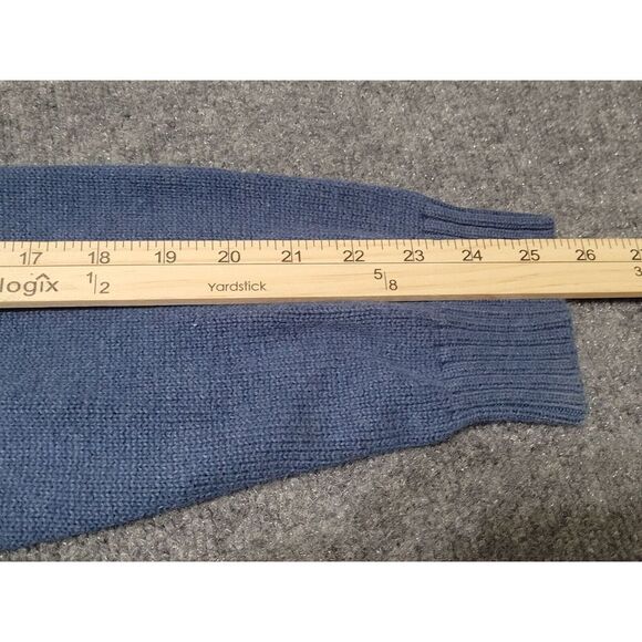 Polo Ralph Lauren Sweater Men L Blue 1/4 Zip Pullover Pony Leather Pull Cotton - Picture 11 of 13